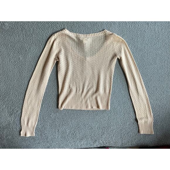 Hollister Sweater Large Crop Scoop Neck Pullover Pink Cream Y2K Coquette Ballet - Picture 9 of 16